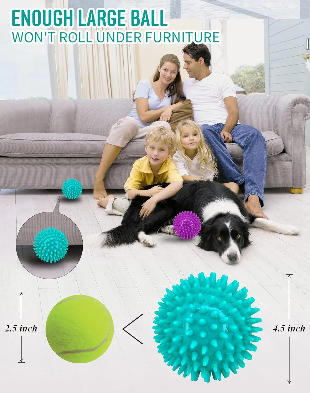 2 Pack 4.5” Heavy Duty Squeaky Dog Ball