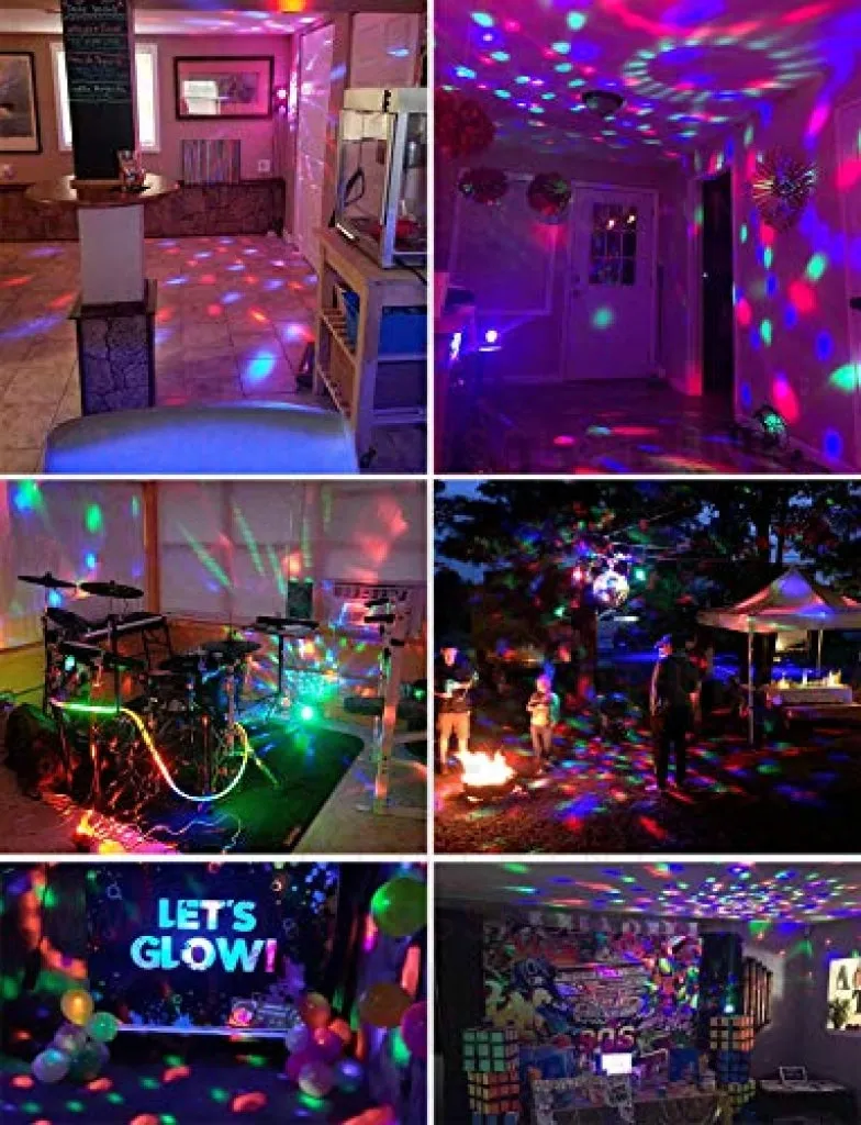 [2-Pack] Sound Activated Party Lights with Remote Control Dj Lighting, RGB Disco Ball Light, Strobe Lamp 7 Modes Stage Par Light for Home Room Dance Parties Bar Karaoke Xmas Wedding Show Club