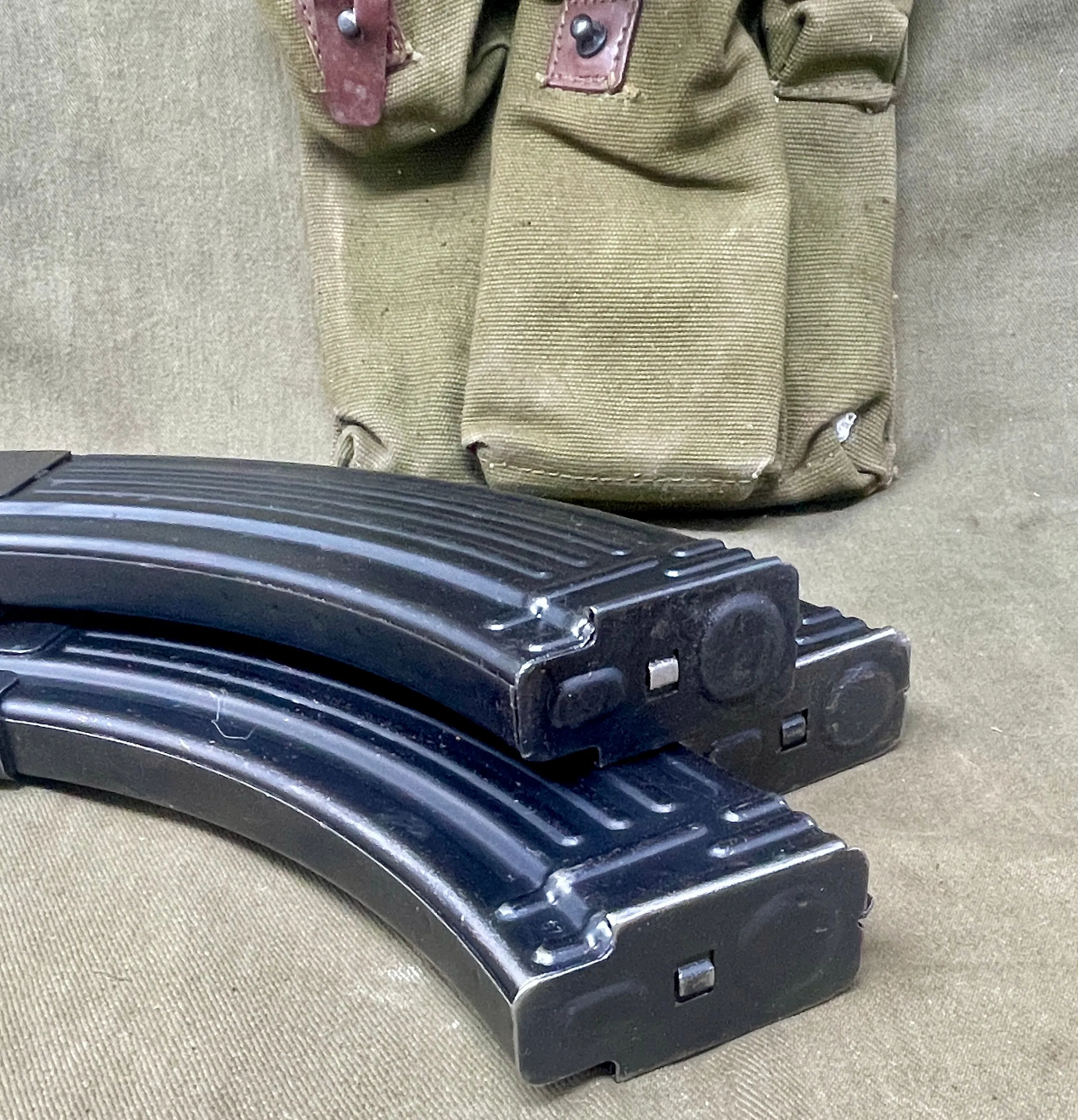 3 x 7.62x39 Original AKM Magazines in Military Pouch with 5 Inert Rounds Each