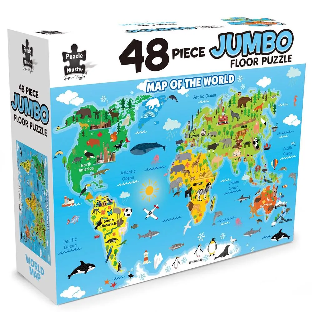 48-Piece Jumbo Jigsaw Puzzle, World Map