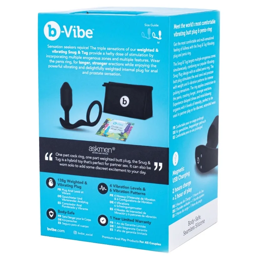 B-Vibe Vibrating Snug & Tug-Black Medium