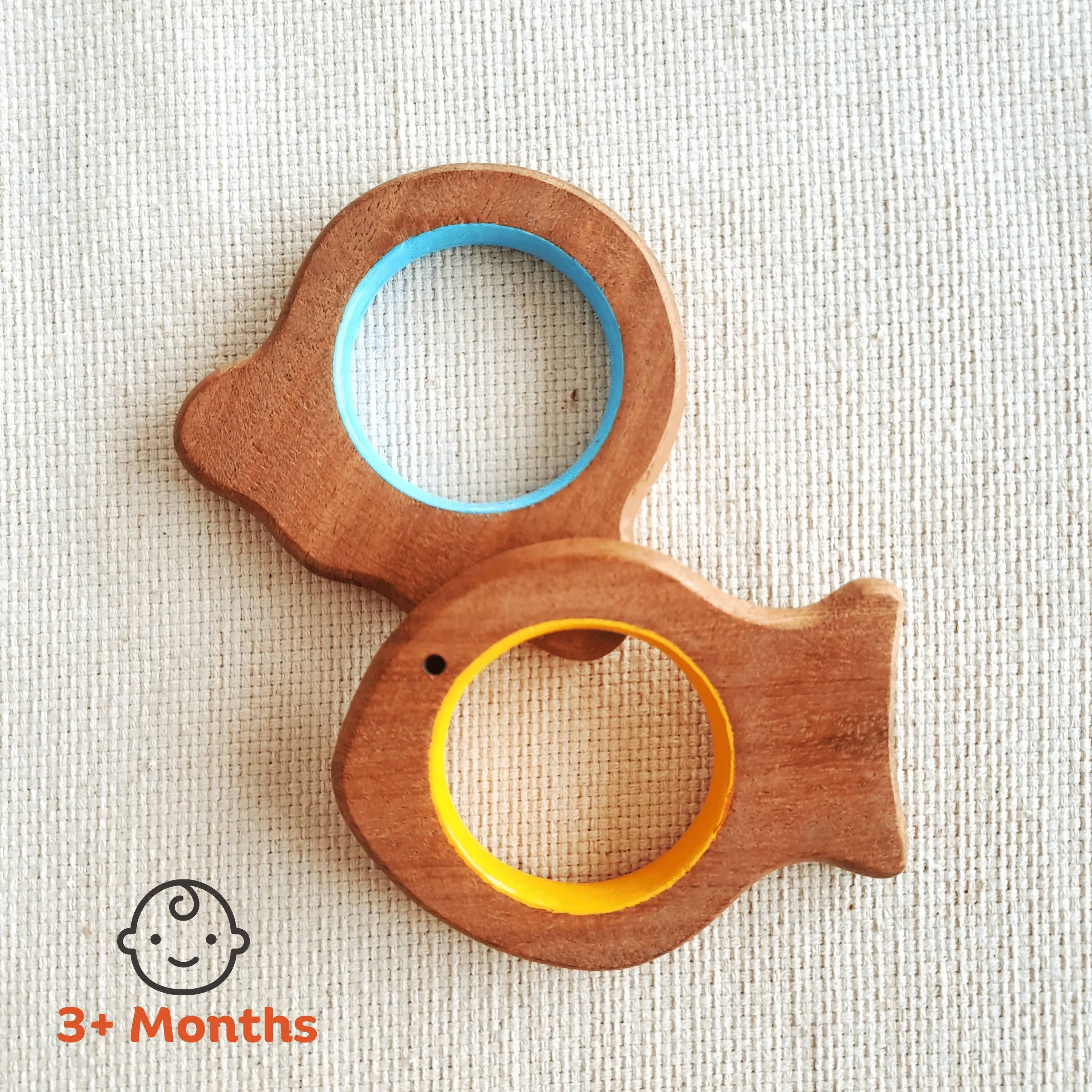 BABYCOV Cute Fish and Octopus Natural Neem Wood Teethers for Babies | Natural and Safe | Goodness of Organic Neem Wood | Both Chewing and Grasping Toy | Set of 2 (Age 4  Months)