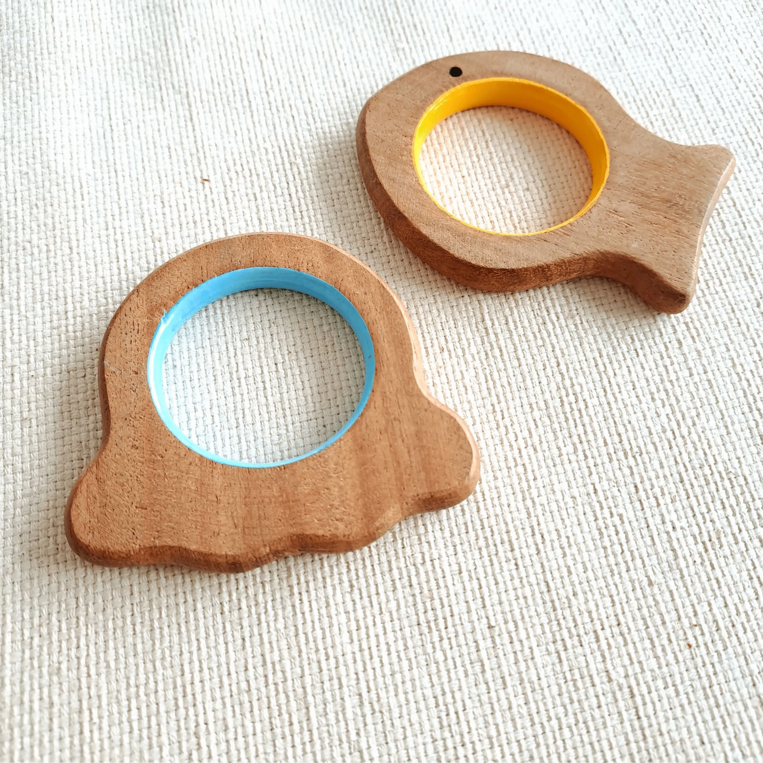 BABYCOV Cute Fish and Octopus Natural Neem Wood Teethers for Babies | Natural and Safe | Goodness of Organic Neem Wood | Both Chewing and Grasping Toy | Set of 2 (Age 4  Months)