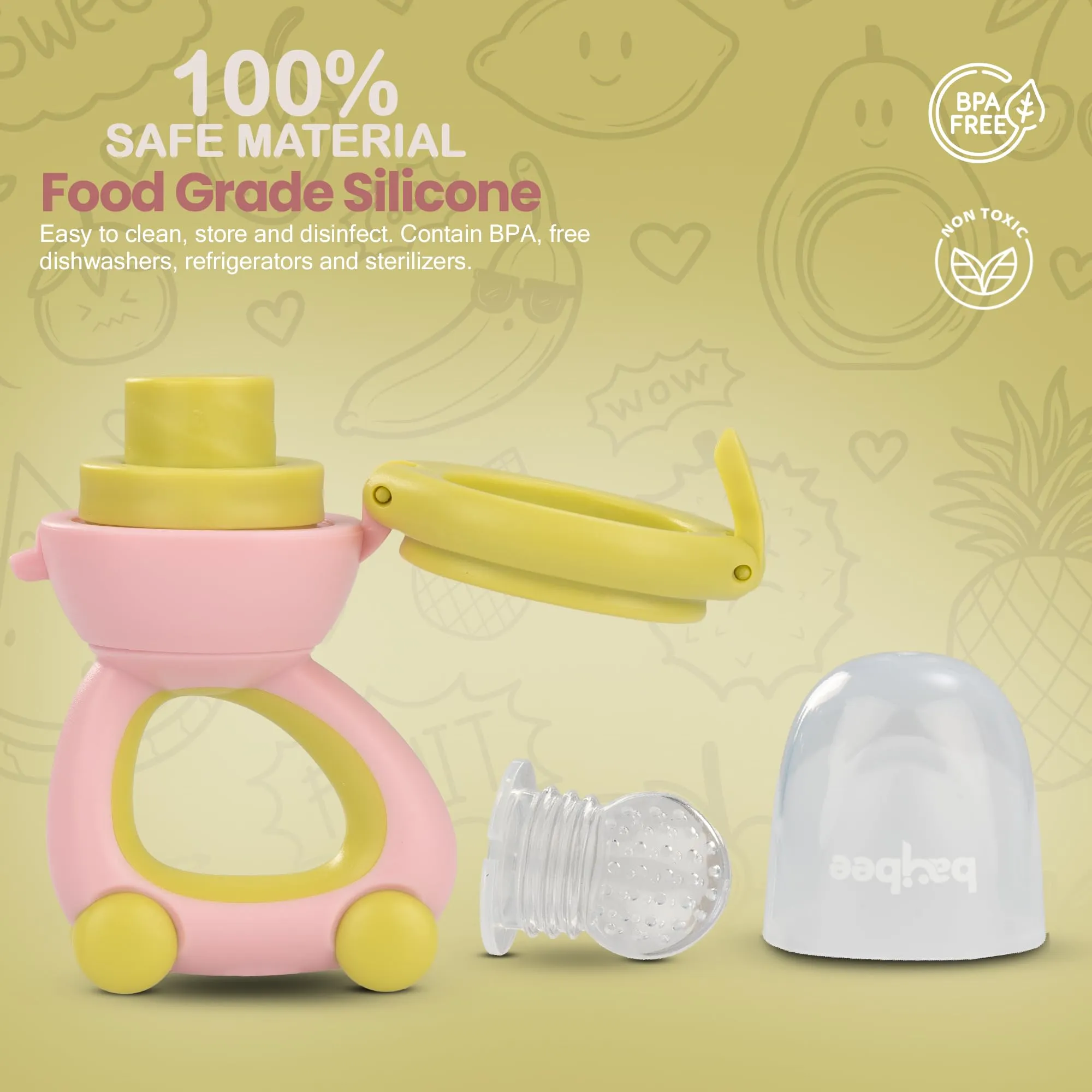 Baybee Silicone Baby Food & Fruit Nibbler for Babies, BPA Free Fresh Fruits Food Feeder for Baby Chewing Teething Toy