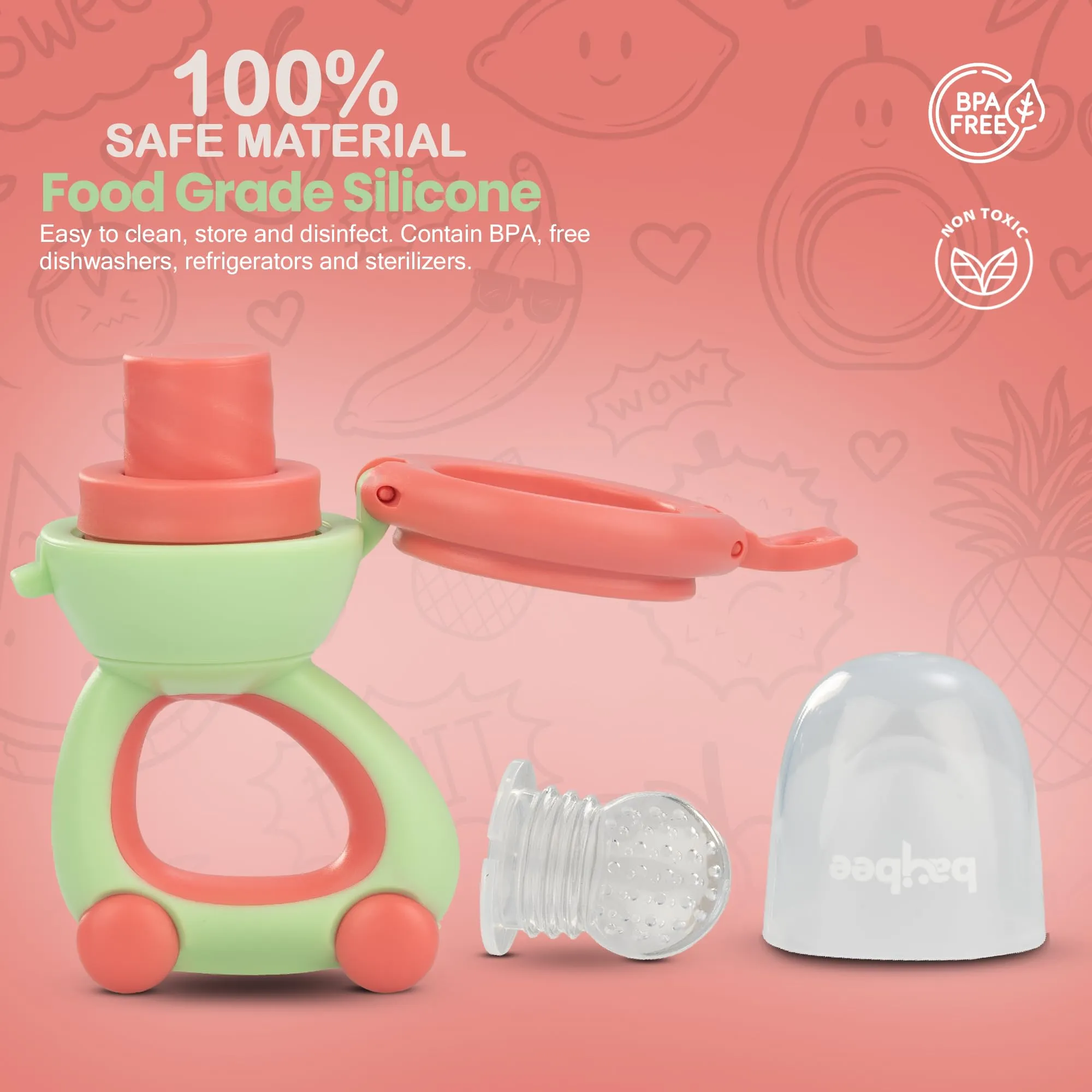 Baybee Silicone Baby Food & Fruit Nibbler for Babies, BPA Free Fresh Fruits Food Feeder for Baby Chewing Teething Toy