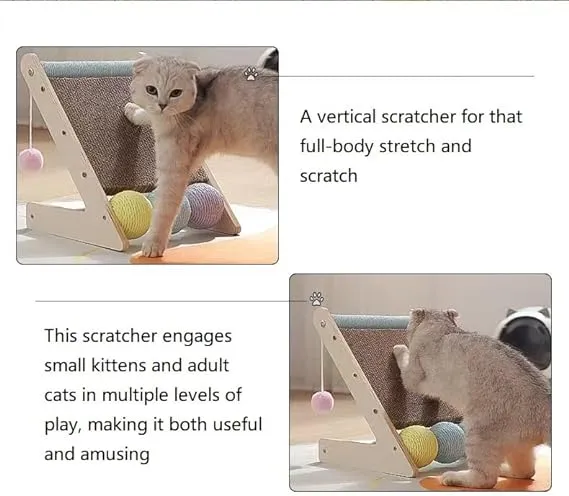 Cat Scratcher Pad with Interactive Balls and Dangling