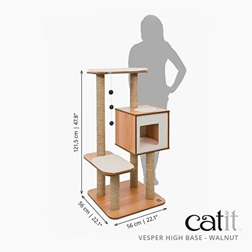 Cat Tree, High Base, Walnut, V-High Base, 52045