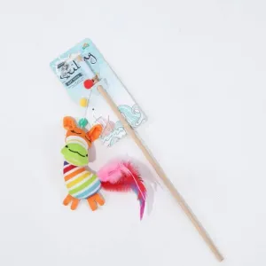 Colourful Cat Teaser Wand Toy with Bells