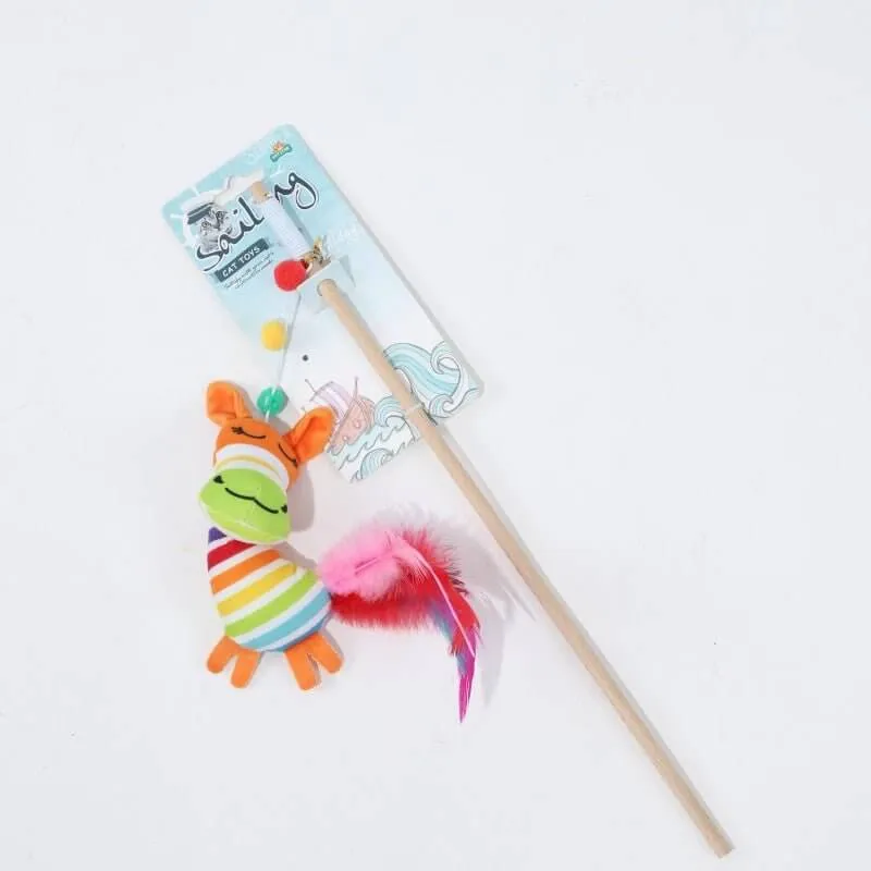 Colourful Cat Teaser Wand Toy with Bells