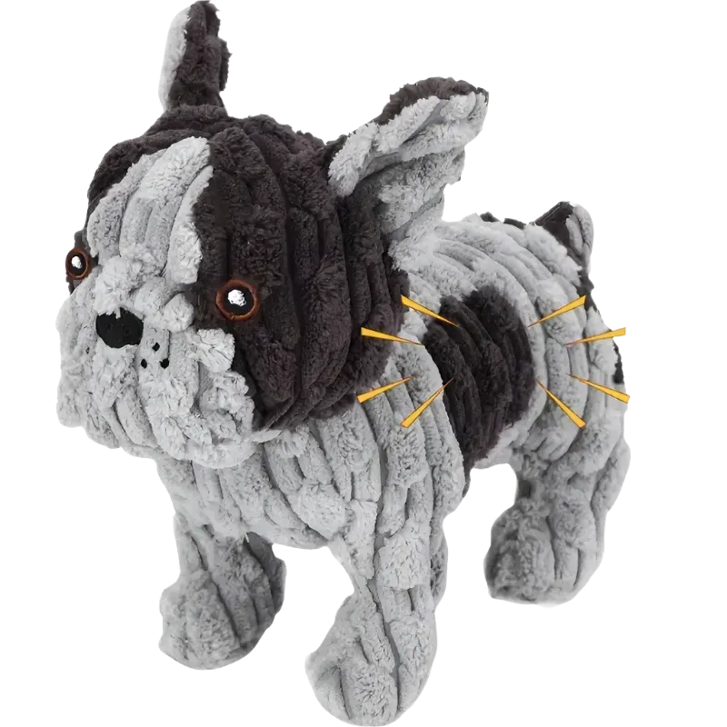 Cuddly French Bulldog Plush Toy – Soft and Engaging Squeaky Dog Toy with Crinkle Paper for All Breeds