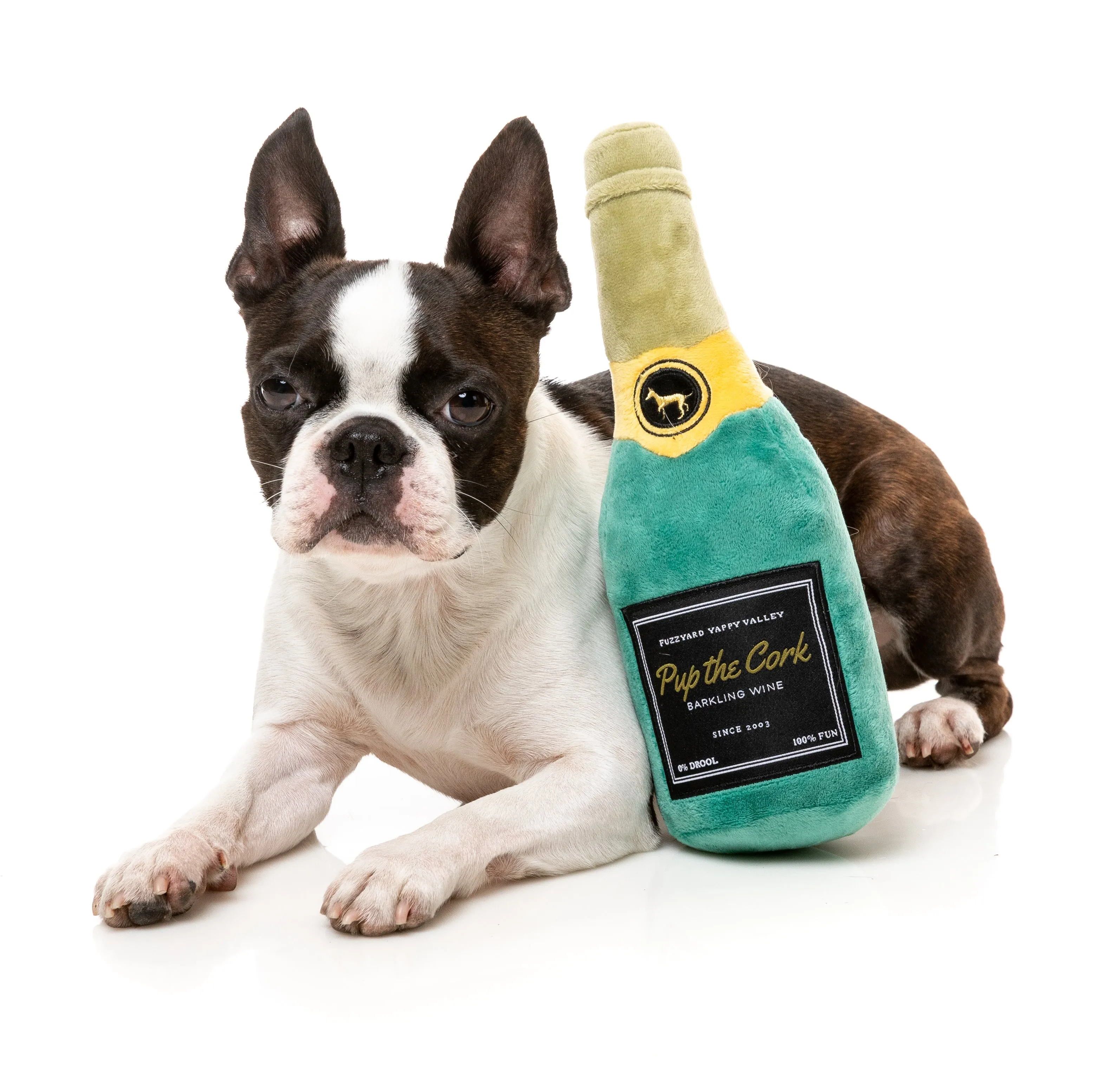 FuzzYard Squeaky Booze Plush Dog Toy (Pup The Cork Sparkling Wine)