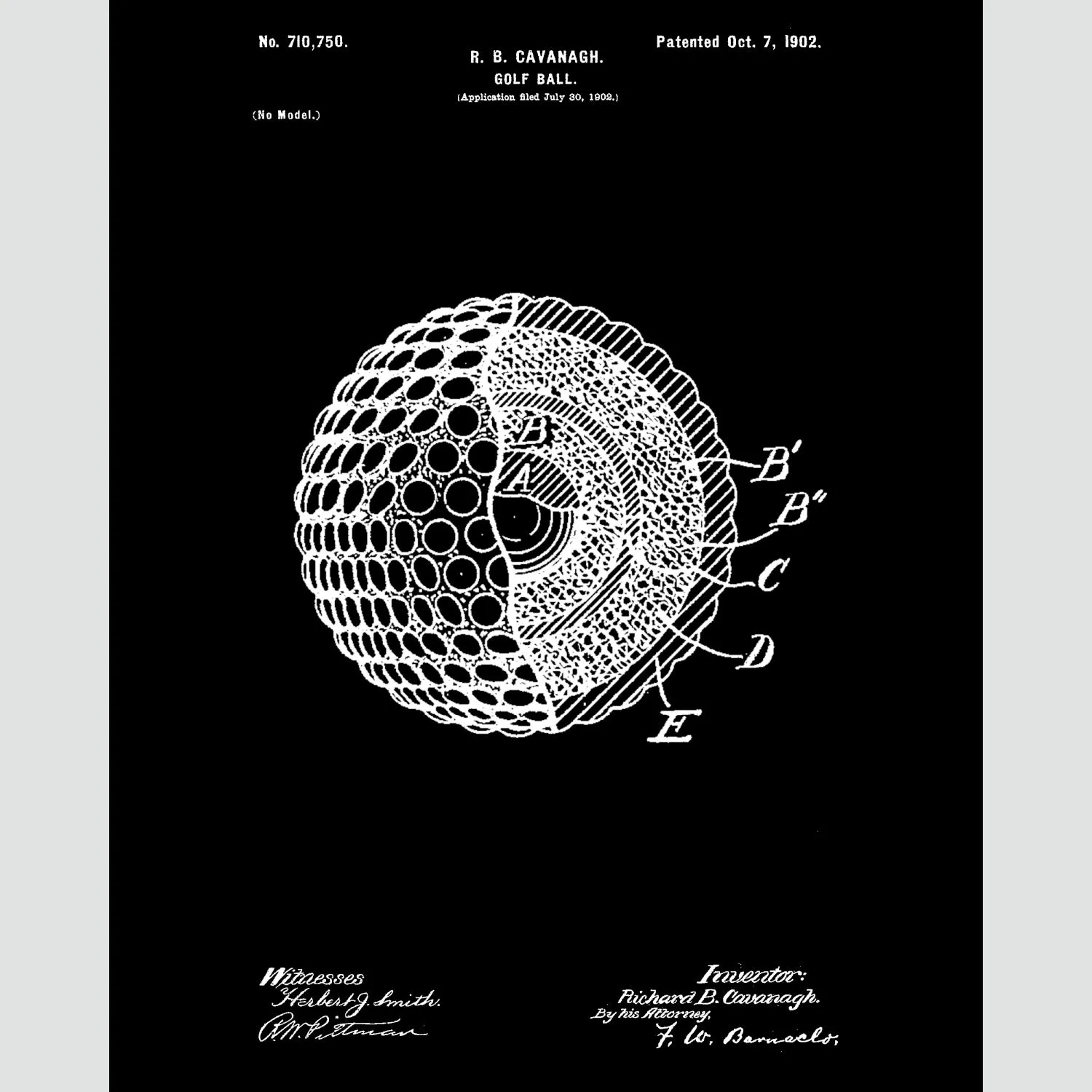 Golf Ball Canvas Patent Print