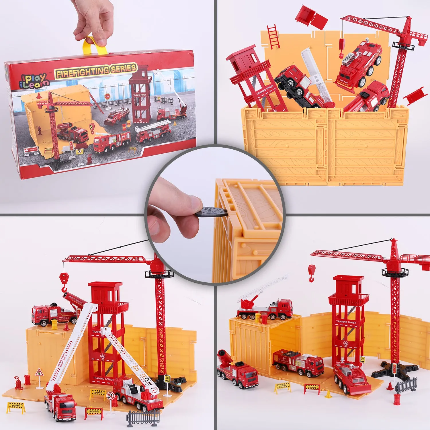 Kids Fire Truck Toys Play Set Emergency Rescue Firetrucks Vehicles Set