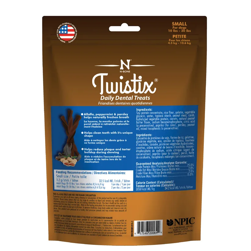 N-Bone® Twistix® Dental Treats Peanut & Carob Flavor