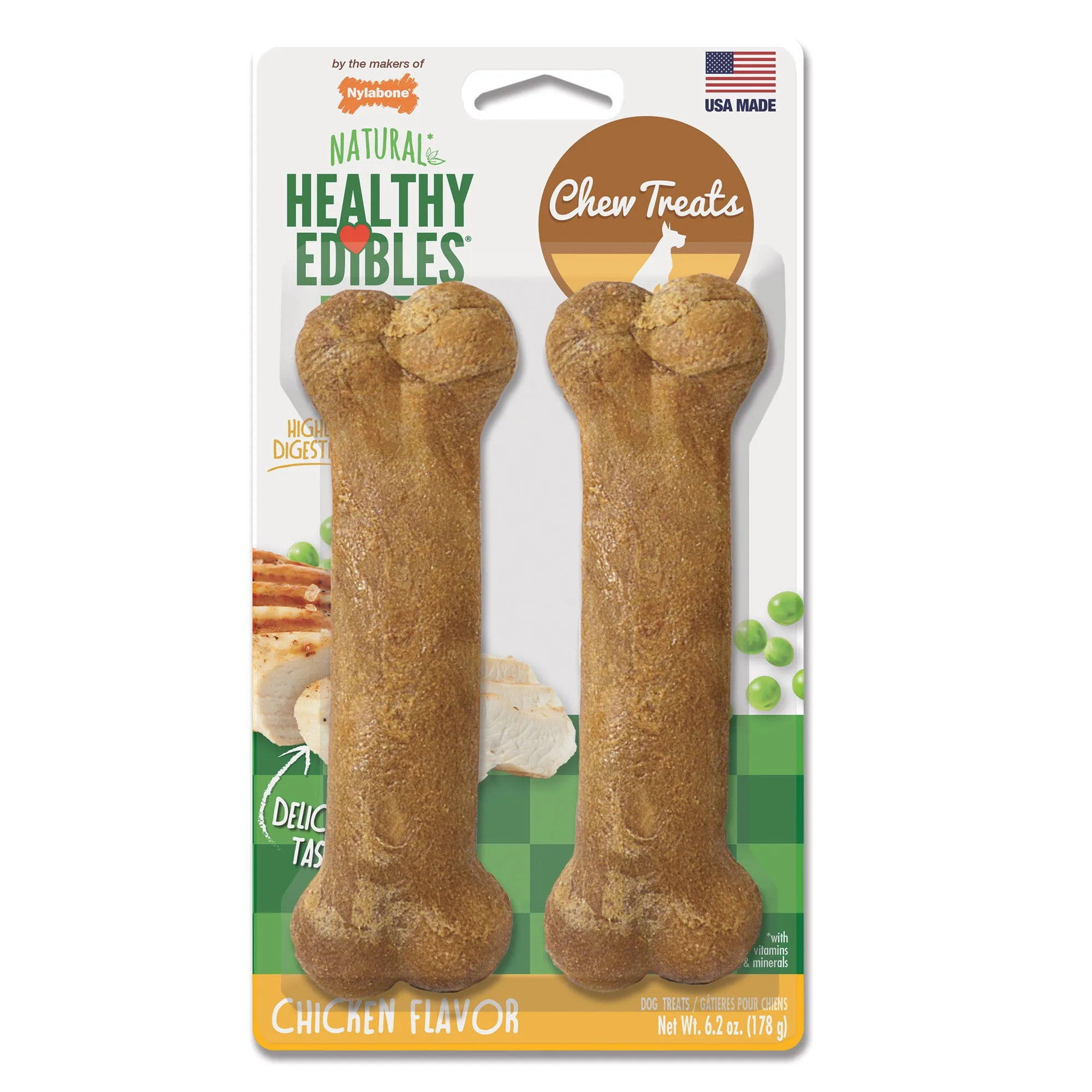 Nylabone Healthy Edibles Longer Lasting Chicken Treats Wolf