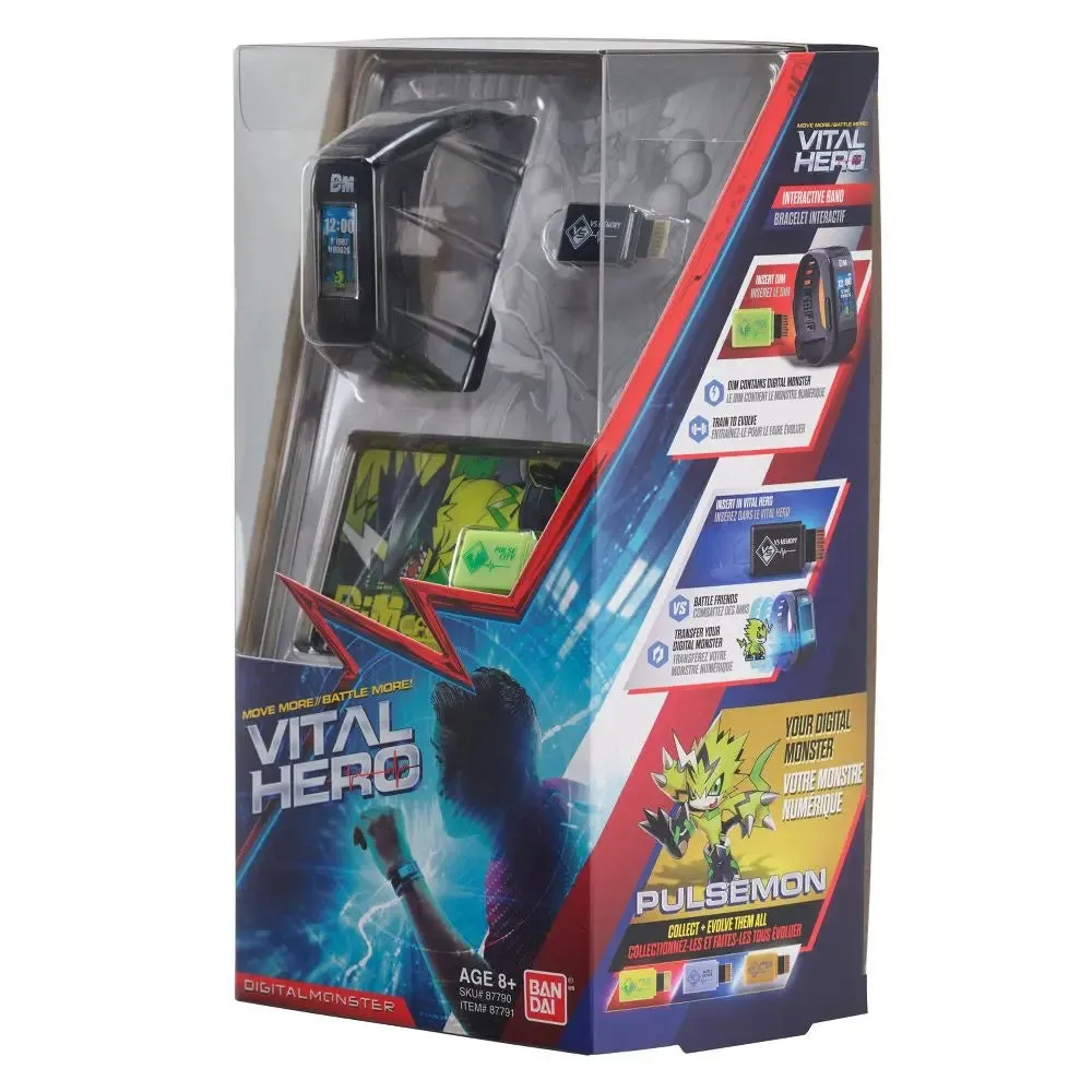 Open Box - Vital Hero Interactive Band Black Digital Monster USB Charger Physical Activity