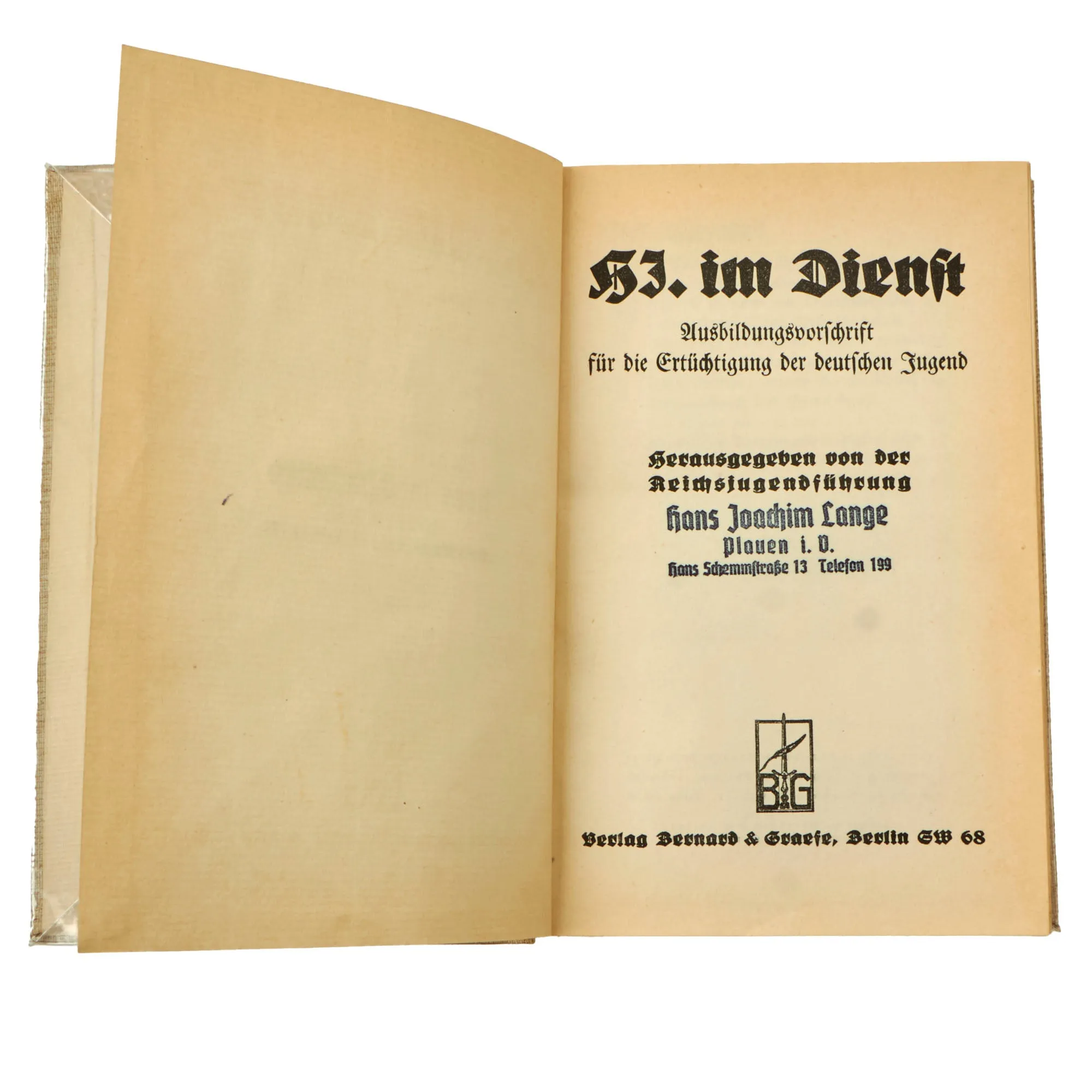 Original German WWII National Socialist Youth Organization H.J. im Dienst Training Guide Book with Shirt Patch Insignia