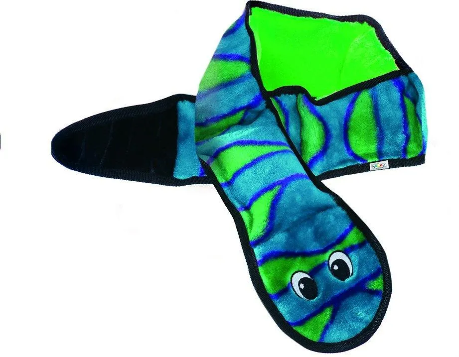 Outward Hound Invincibles Snakes Blue/Green Squeak Dog Toy (Small)