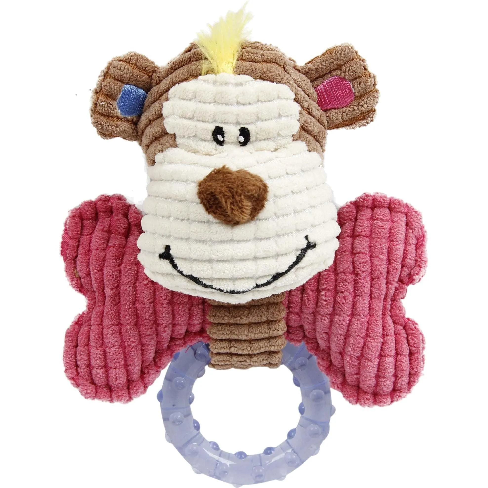 Plush toy with squeaker and teething ring