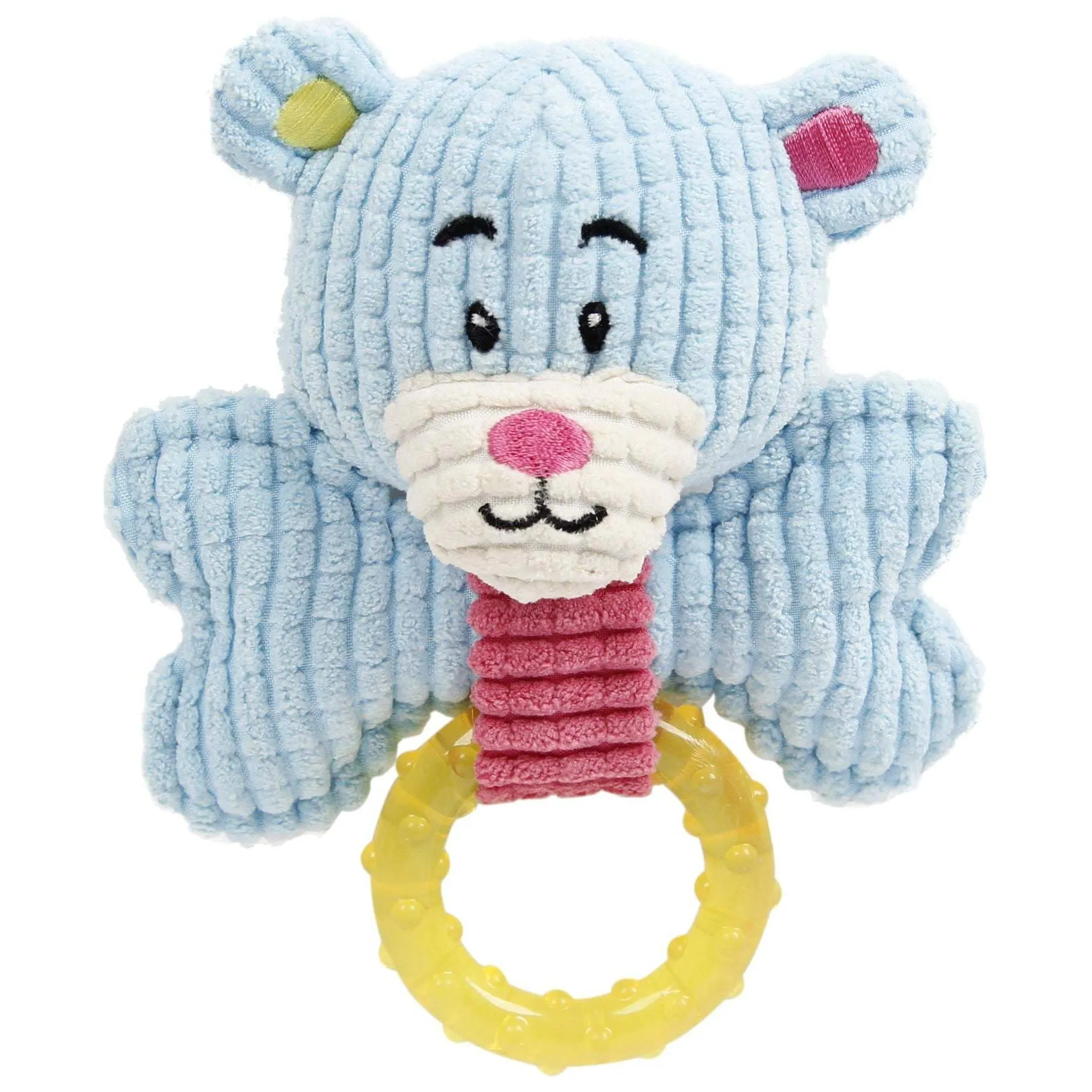 Plush toy with squeaker and teething ring