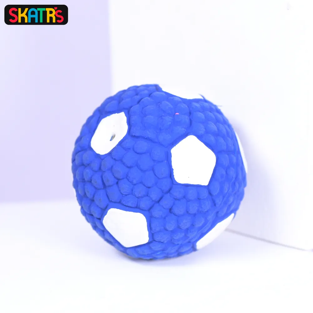 Skatrs Latex Football Toy for Dogs and Cats (Blue & White)