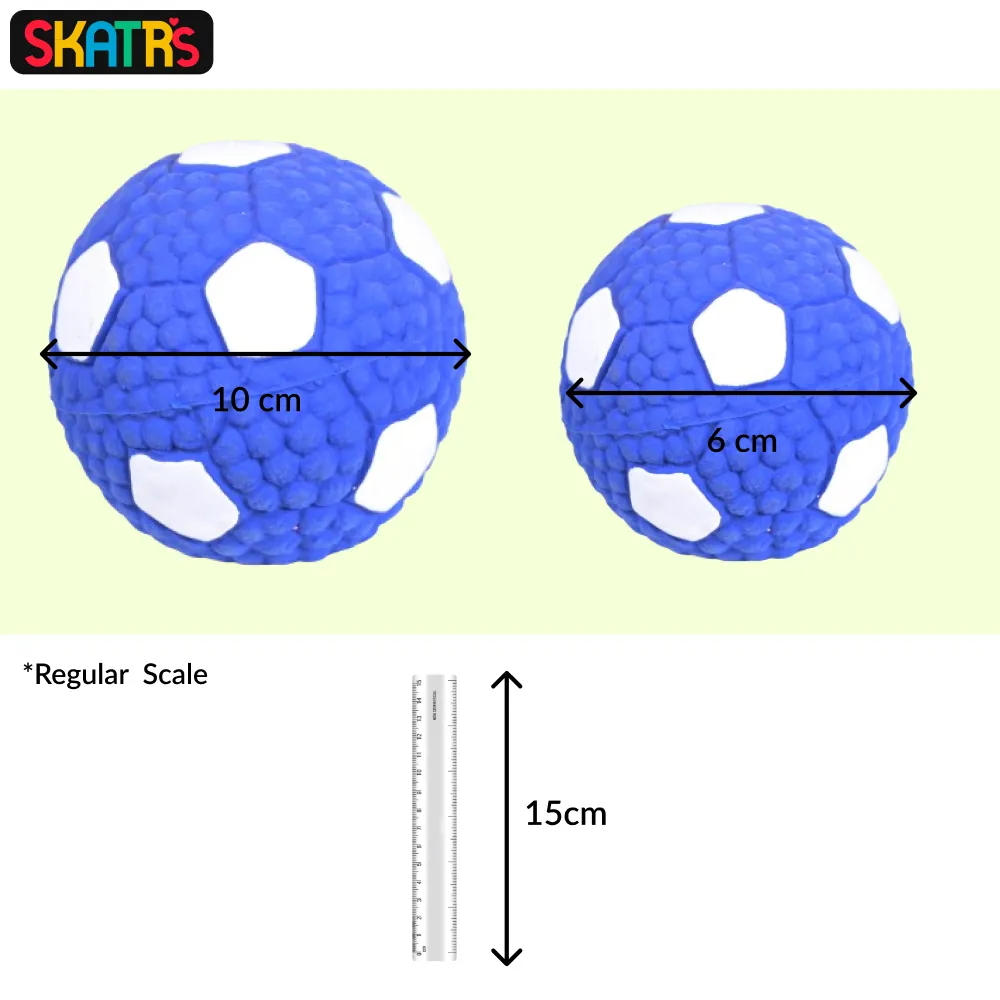 Skatrs Latex Football Toy for Dogs and Cats (Blue & White)