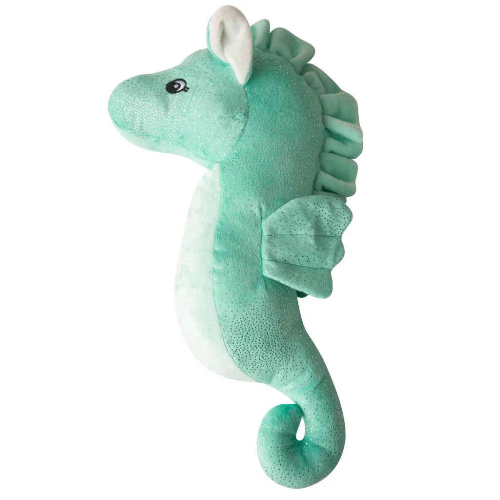 Snugarooz Sandy Seahorse Teal Crinkle & Squeaker Plush Dog Toy