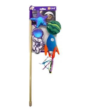 Space-Theme Cat Wand Toy - Four Pack