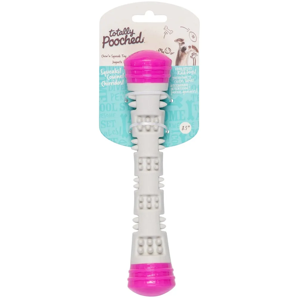 Totally Pooched Chew'n Squeak Rubber Stick Dog Toy (Pink)