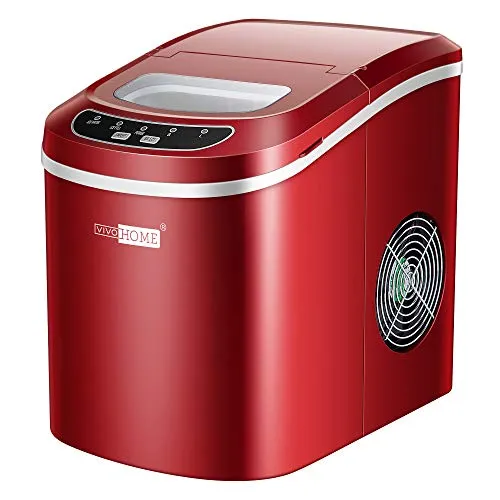 VIVOHOME Electric Portable Compact Countertop Automatic Ice Cube Maker Machine with Hand Scoop and Self Cleaning Function 26lbs/Day Red