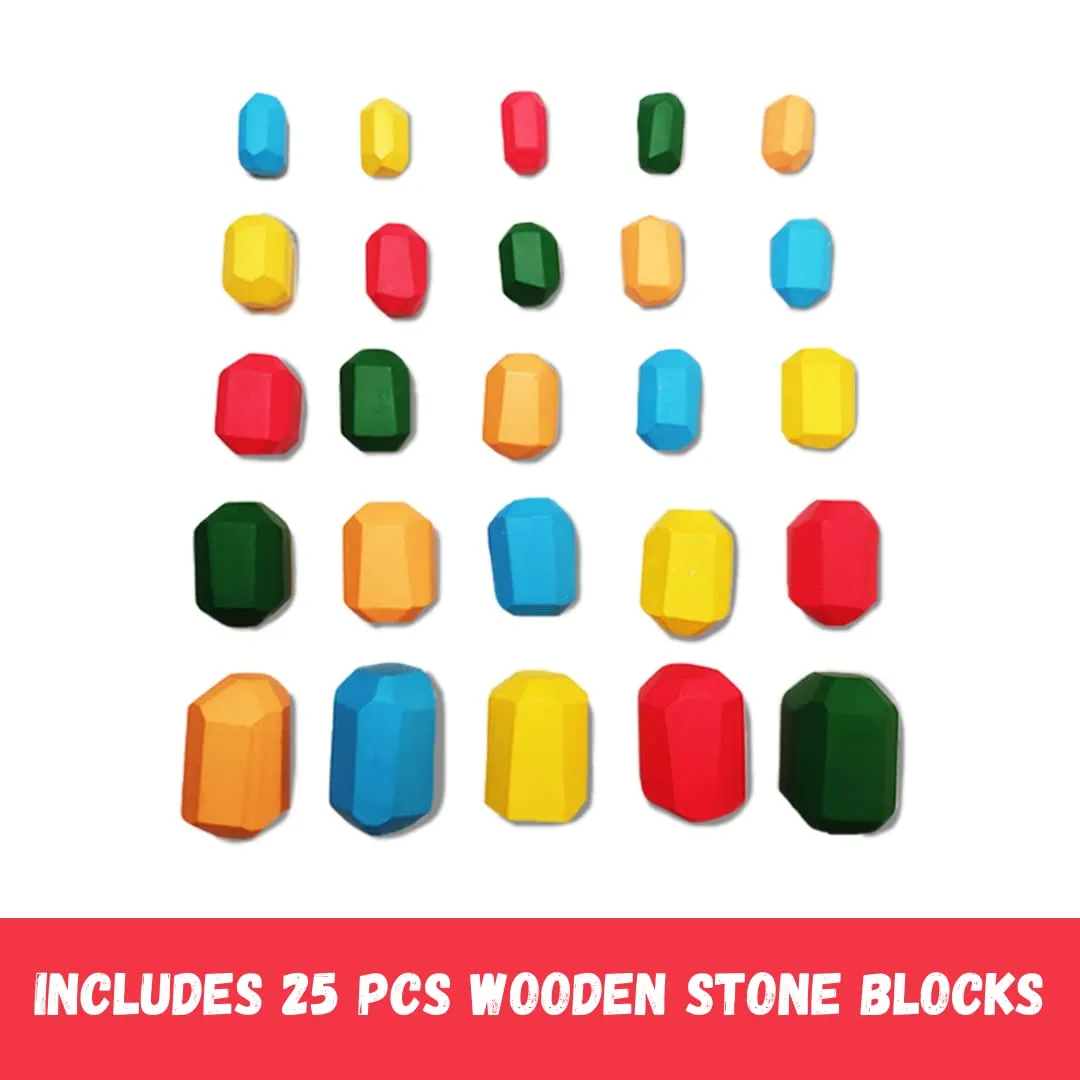 WONDRBOX 25 PCs Wooden Sorting Stacking Rocks.