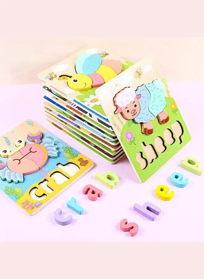 Wooden 3D Puzzle Educational Toys for Children Teaching Aids Set (8pcs)