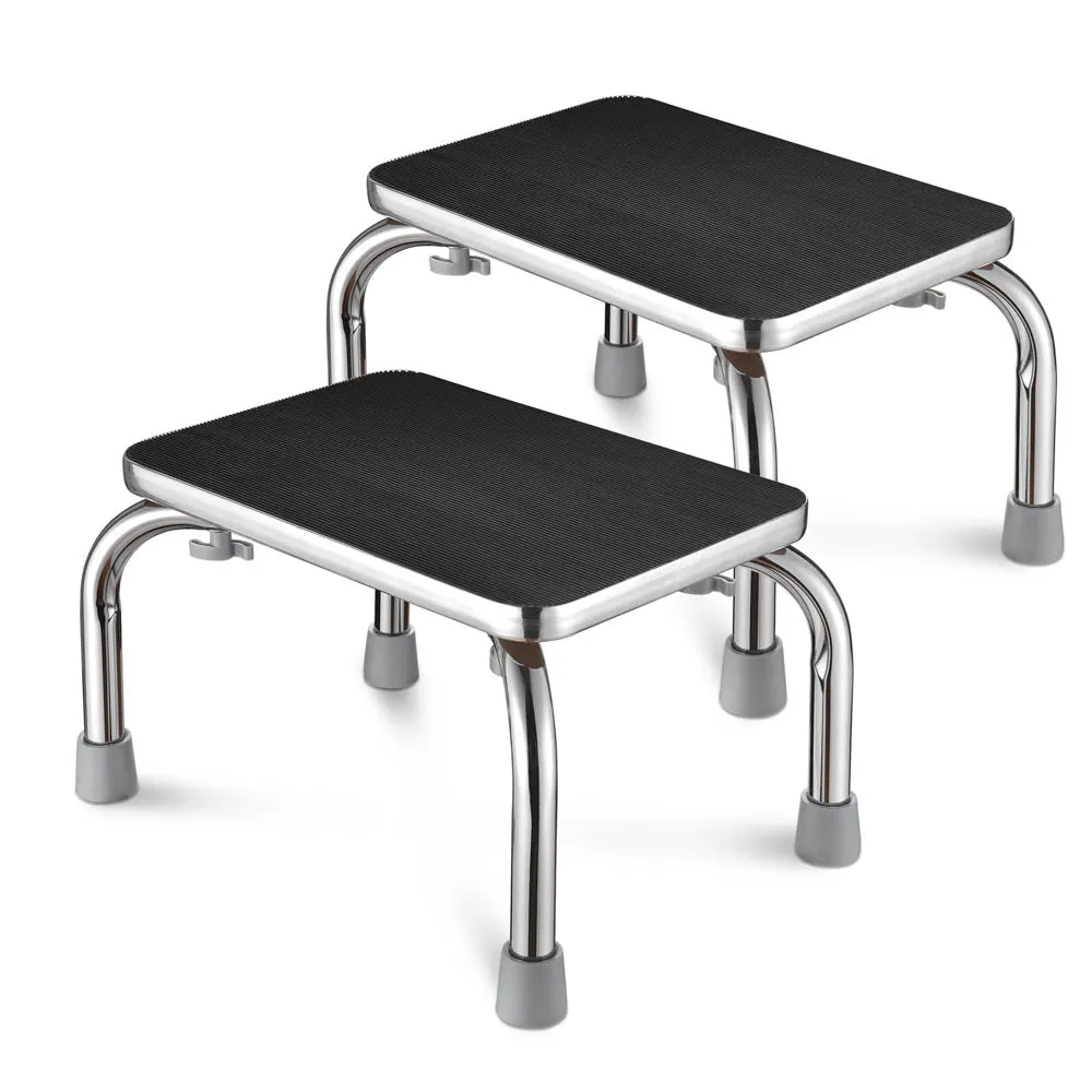 Yescom Medical Single Step Stool Footstool Chrome Steel Non-skid Rubber